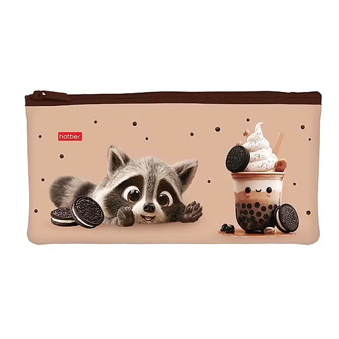 Пенал 205х110мм на молнии мягкий "Вот енот"