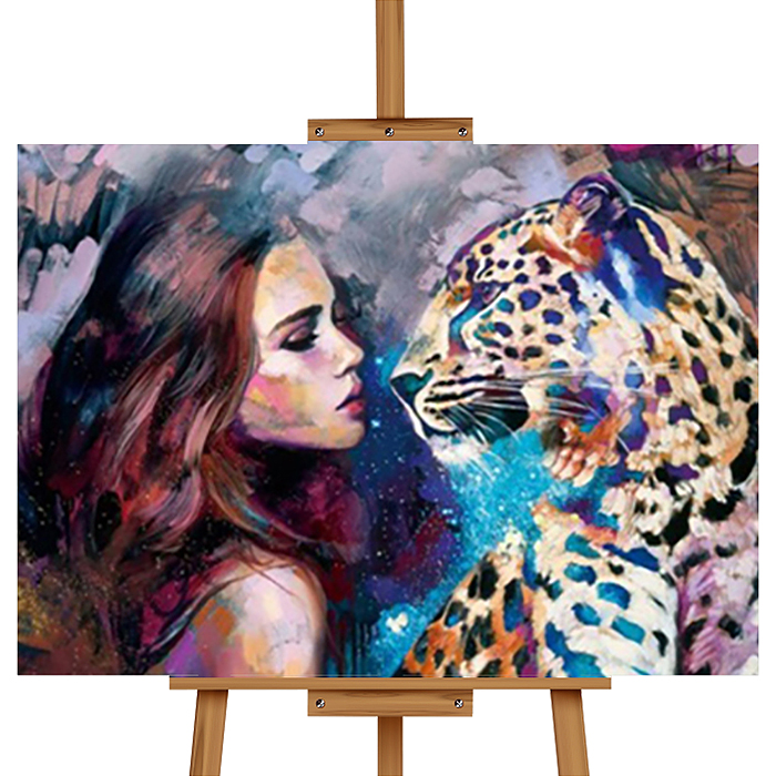 Набор для рисования MKR5040-98 "Картина по номерам 40*50 см. Девушка и леопард"