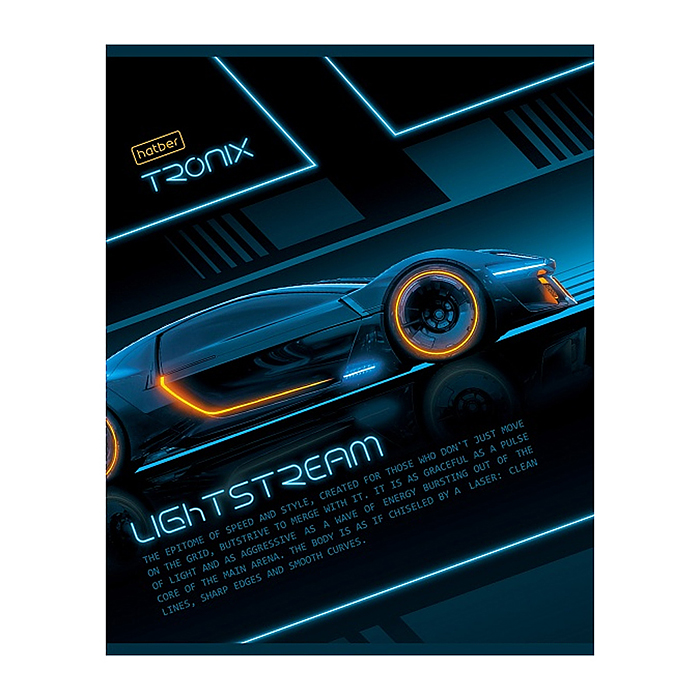 Тетрадь 48л. клетка "Троникс" А5ф 60-65г/кв.м на скобе обл. мел.картон выб лак 5 диз.в блоке