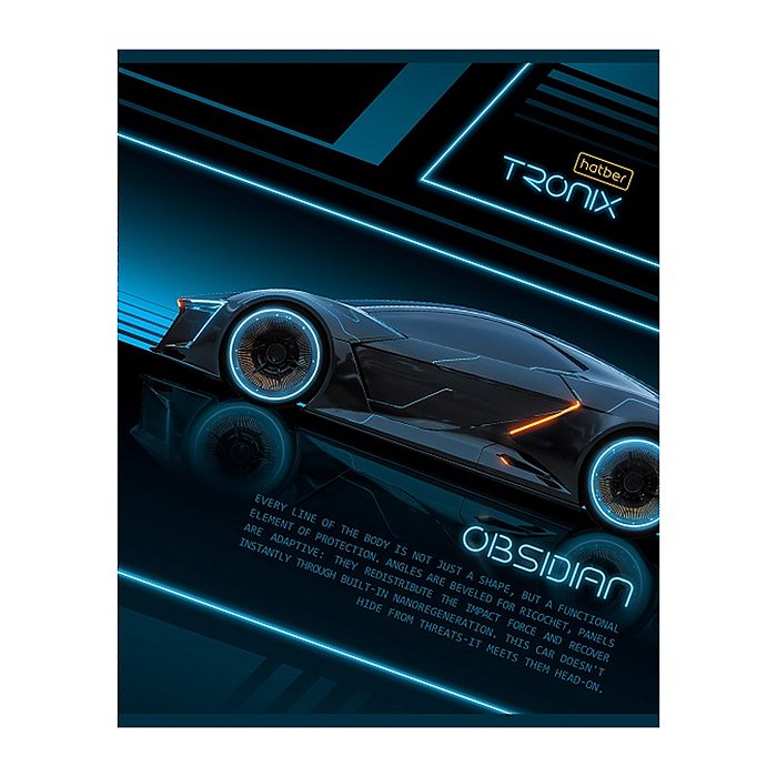 Тетрадь 48л. клетка "Троникс" А5ф 60-65г/кв.м на скобе обл. мел.картон выб лак 5 диз.в блоке