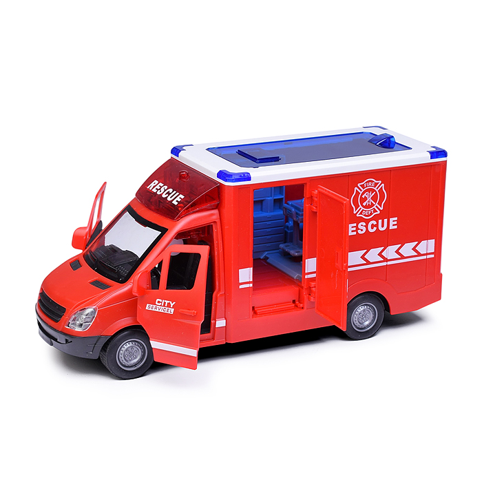Фото к товару Машина RJ5501B "Rescue service" (свет, звук) цвет красный, в коробке Машина RJ5501B "Rescue service" (свет, звук) цвет красный, в коробке