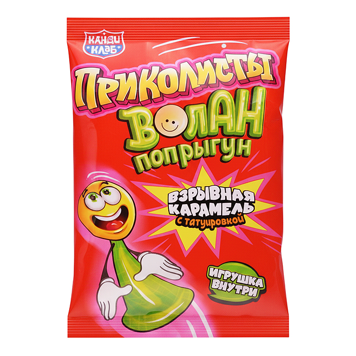 Взрывная карамель с игрушкой и татуировкой "Приколисты. Волан-попрыгун" 1г*30шт