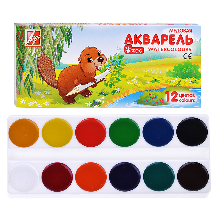 Акварель 12цв. "ZOO" без кисти 