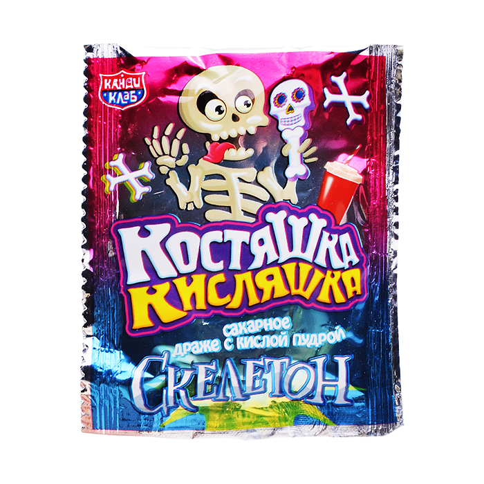 Сахарное драже с кислой пудрой "Костяшка кисляшка Скелетон" 6гр*30шт