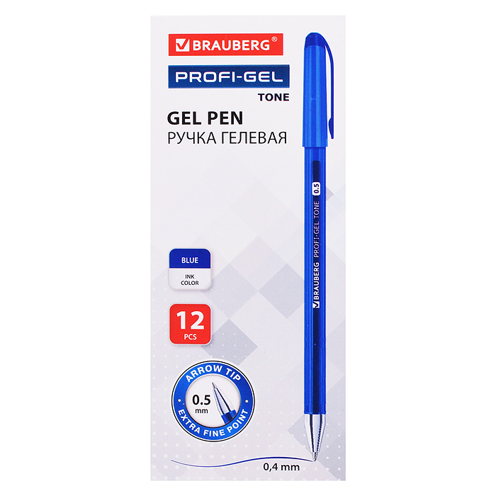Ручка гелевая "Profi-Gel TONE", синяя, линия письма 0,4 мм, стандартный наконечник 0,5 мм, 