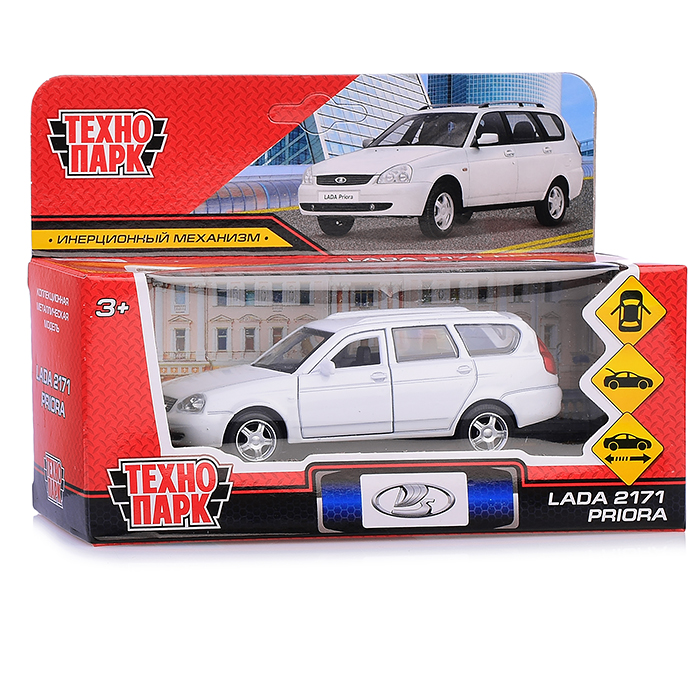 Фото к товару Машина металл Lada Priora, 12 см (откр дв, багаж, белый,) инерц, в коробке Машина металл Lada Priora, 12 см (откр дв, багаж, белый,) инерц, в коробке