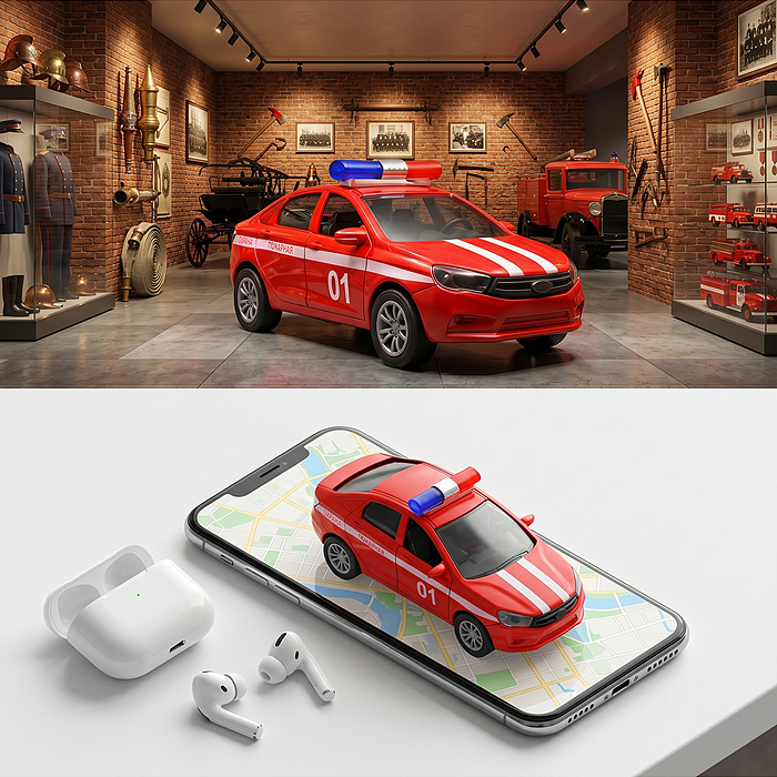 Красная инерционная машинка полицейская вид В die-cast, 1:32