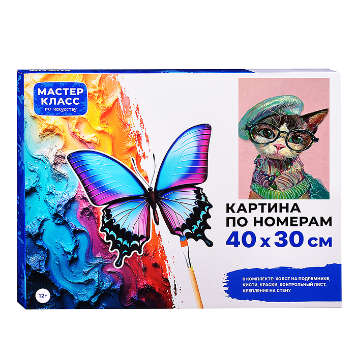 Картина по номерам MKR4030-152 "Котик в очках" 40х30 см. 