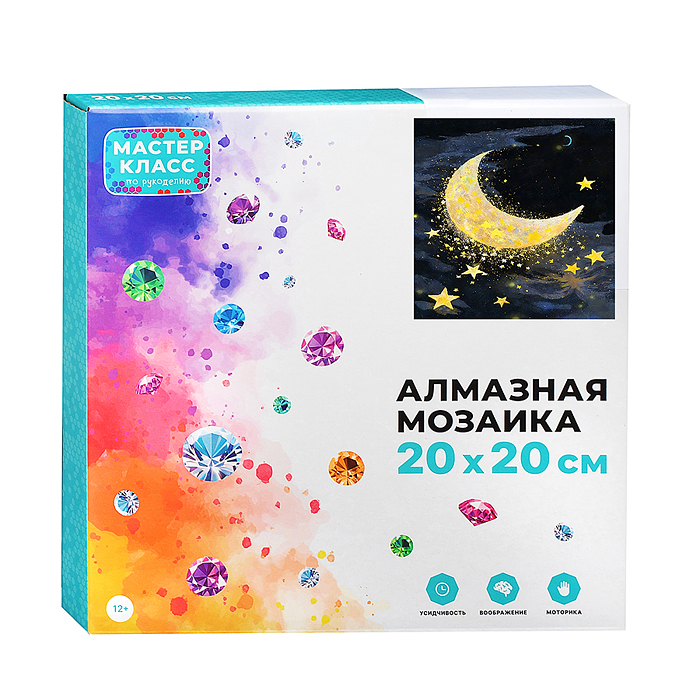 Фото к товару Мозаика алмазная MKA2020-100 "Месяц в звёздах" (светится в темноте) 20*20 см. Мозаика алмазная MKA2020-100 "Месяц в звёздах" (светится в темноте) 20*20 см.
