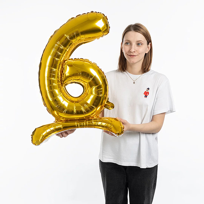 Фото к товару Шар (32''/81 см) Цифра на подставке, 6, Золото, 1 шт. в уп. Шар (32''/81 см) Цифра на подставке, 6, Золото, 1 шт. в уп.