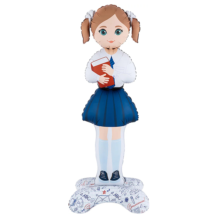 Шар 3D (71''/180 см) Фигура на подставке, Школьница, Ученица Девочка, Сатин, 1 шт. в уп.