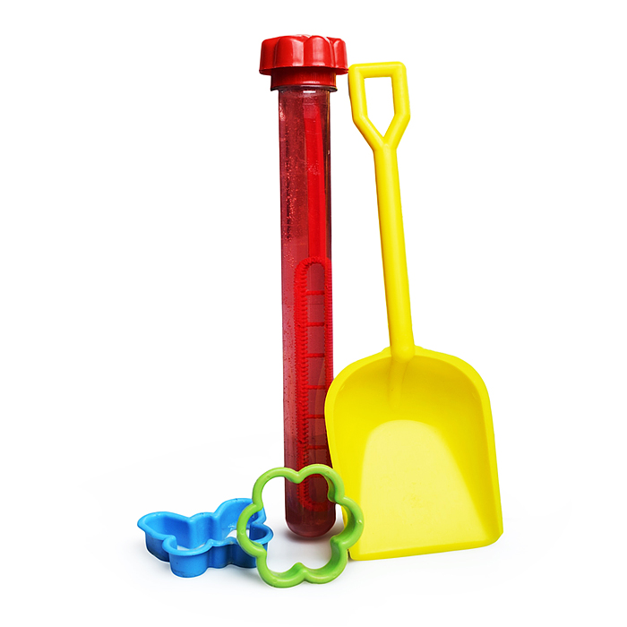 Мыльные пузыри "Радуга" Лопатка+формочки+Смайл 100мл" в сетке