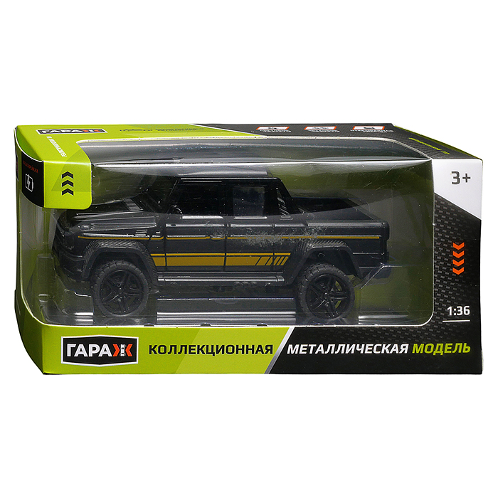 Машина 3088 "Пикап" 1:36 (свет, звук) в коробке (цвет черный)