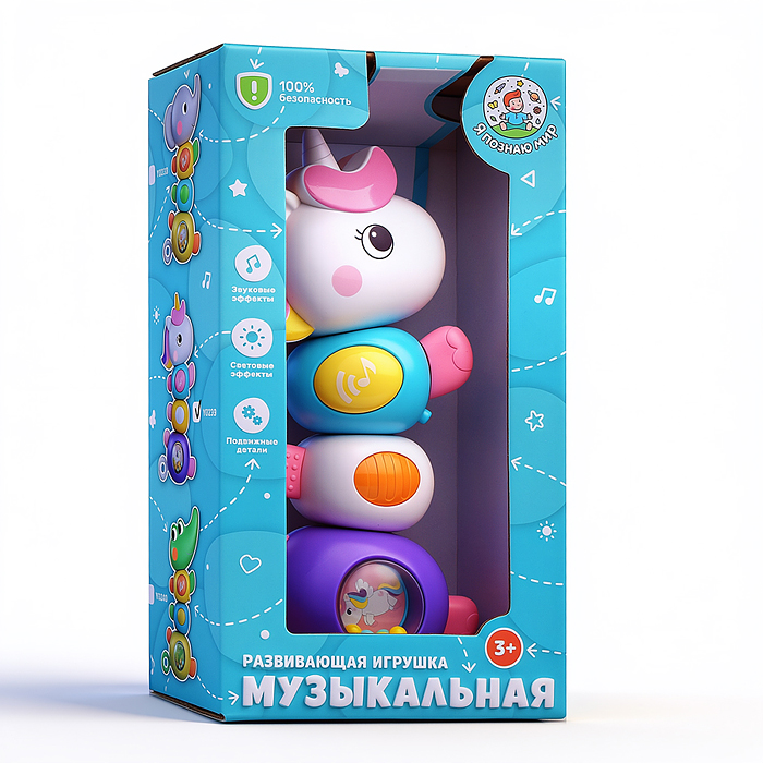Игрушка развивающая Y0239 "Погремушка Единорожка" в коробке