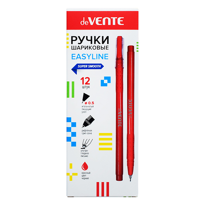 Ручка шариковая "EasyLine" d=0,5 мм, ультра гладкое письмо, чернила на масляной основе, кра