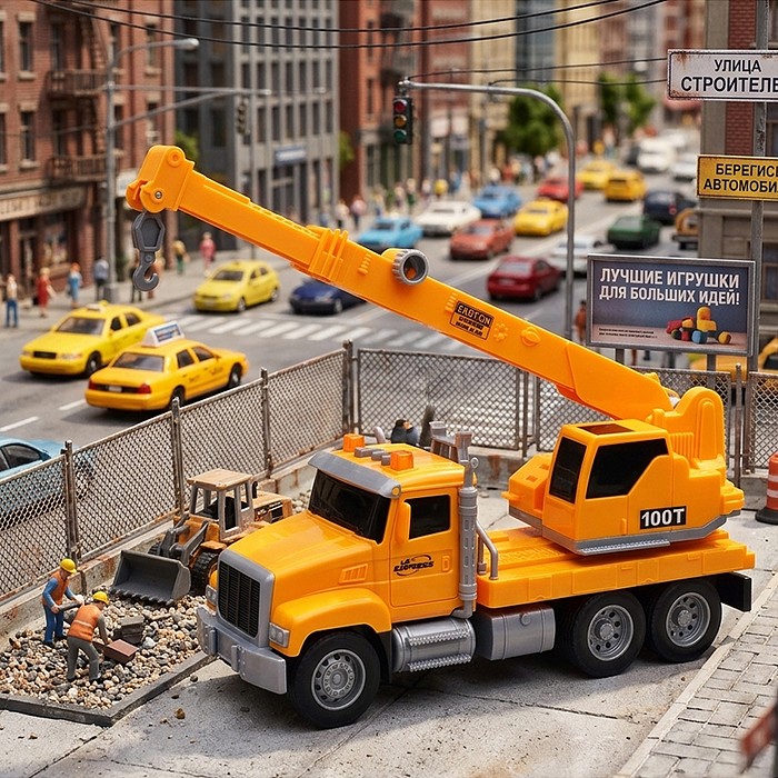 Машина WY1193A "Кран" 1:20  (свет, звук) в коробке