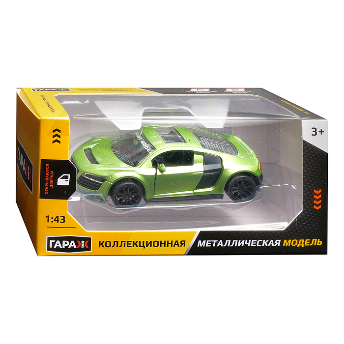 Машина 801 "Старт-кар" 1:43 (откр двери, металл) в коробке (цвет зеленый)