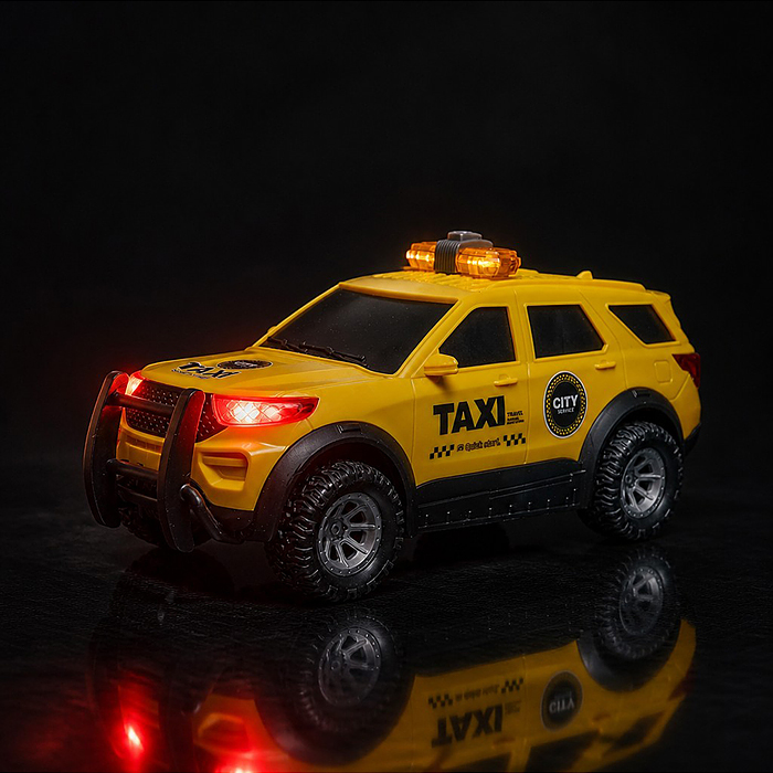 Машина JS210D "Такси-джип" 1:16 (свет, звук) в коробке