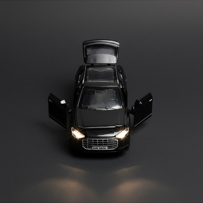Машина 640 "Стильный авто" 1:36 (свет, звук, откр двери, металл) в коробке (цвет черный)