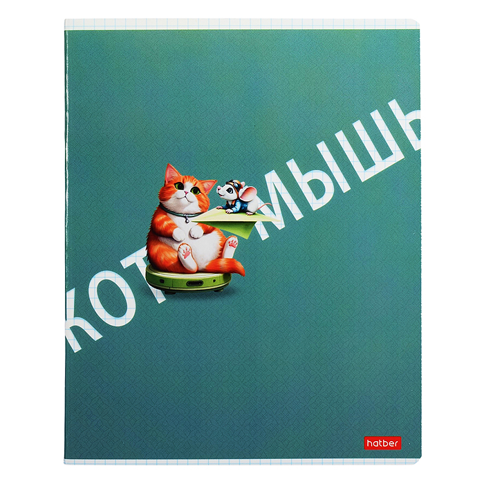 Тетрадь 48л. клетка "Кот и мышь" А5ф 60-65г/кв.м на скобе выб лак 5 диз.в блоке скругл.углы