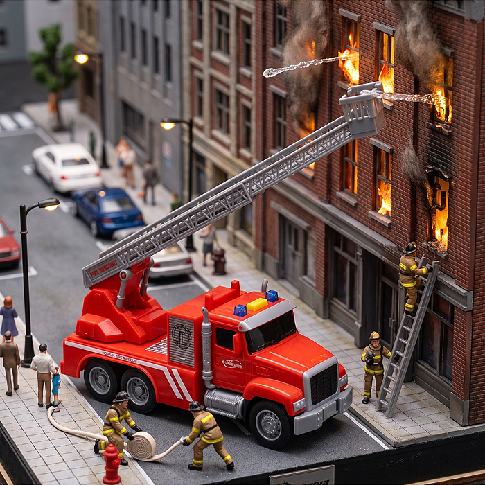 Машина  WY11100A "Пожарная" 1:20 (звук, свер) в коробке
