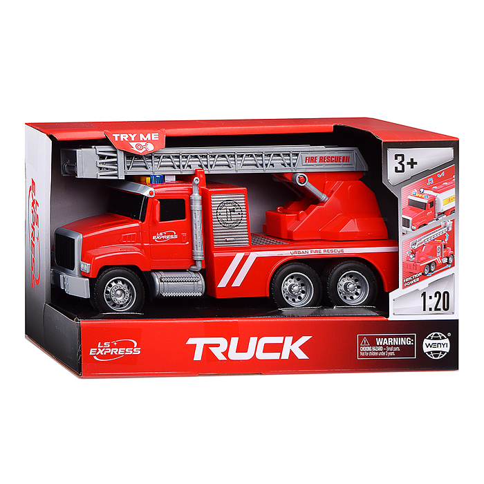 Машина  WY11100A "Пожарная" 1:20 (звук, свер) в коробке