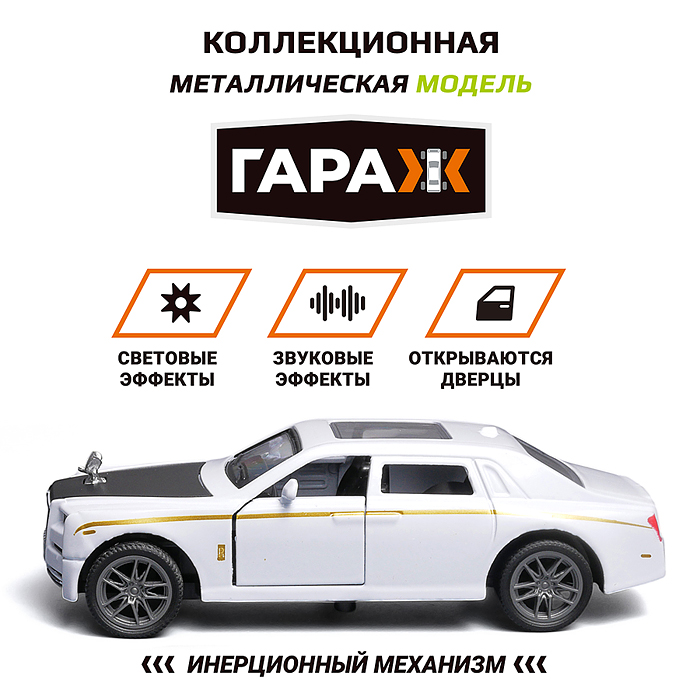 Машина 755 "Шустрый кар" 1:36 (свет, звук, откр двери, металл) в коробке (цвет белый)