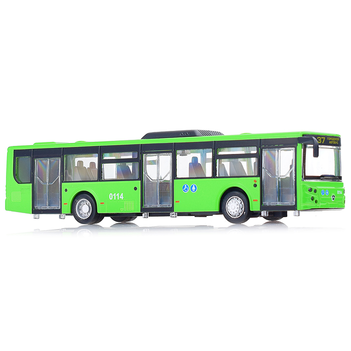 Модель металл Автобус ЛИАЗ-5292 18 см, (откр. двери, зеленый) инерц, в коробке