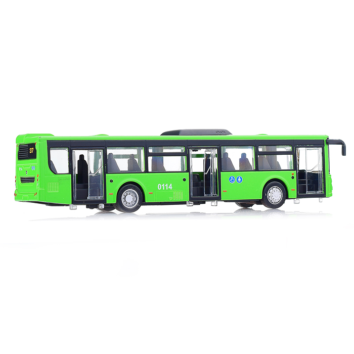 Модель металл Автобус ЛИАЗ-5292 18 см, (откр. двери, зеленый) инерц, в коробке