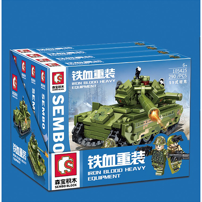 Конструктор 105425-105428 "Танк" (290 дет) в коробке