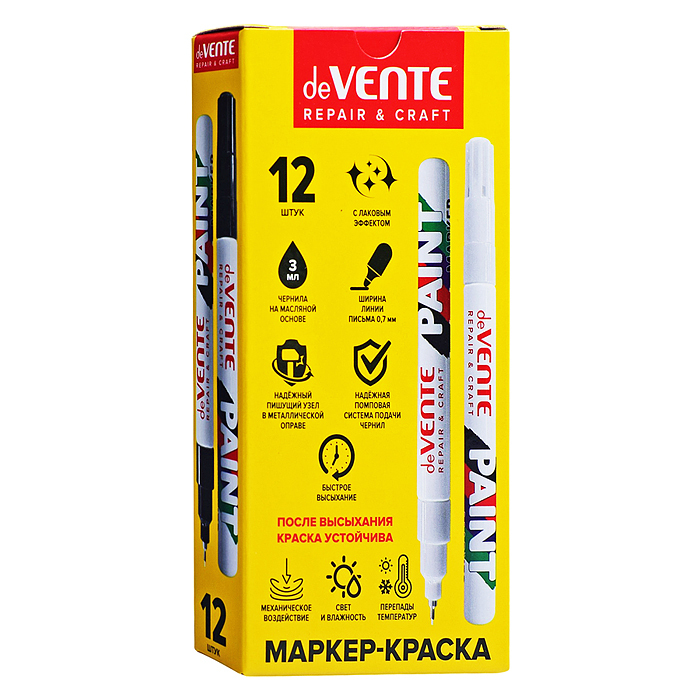 Маркер-краска "Repair & Craft" круглый алюминиевый корпус, пишущий узел 0,7 мм, нитро-основа, белый