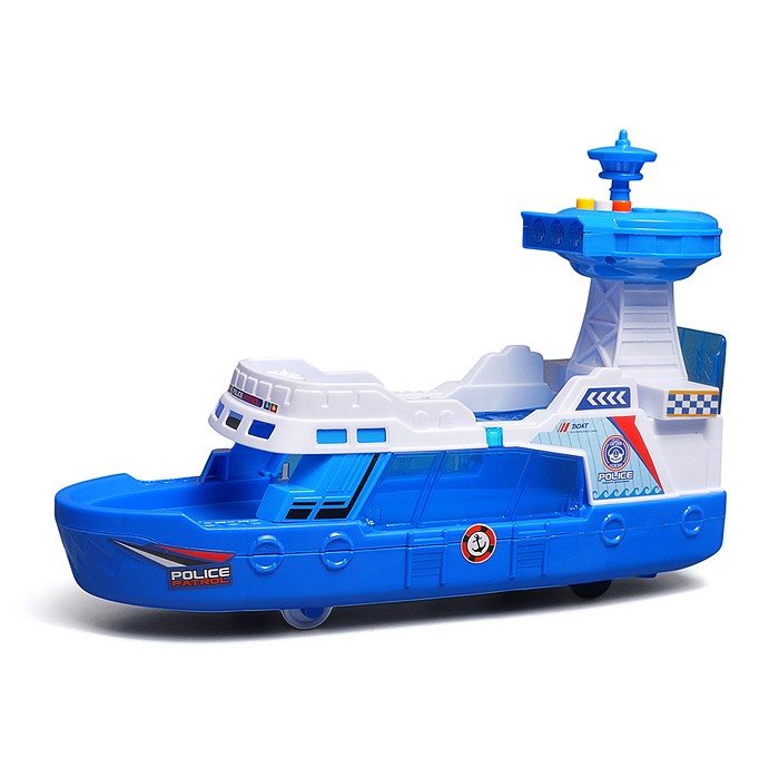 Катер с машинами JS160A "Ролкер" 1:16 (свет, звук, цвет синий) в коробке