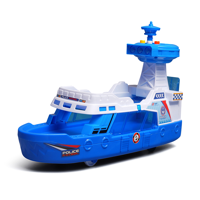 Катер с машинами JS160A "Ролкер" 1:16 (свет, звук, цвет синий) в коробке