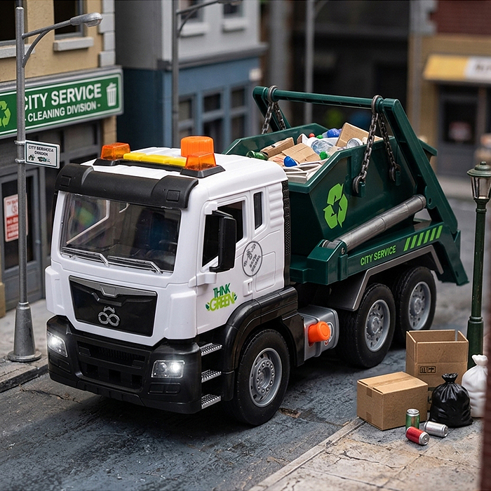 Машина WY1116A "Мусоровоз" 1:10 (свет, звук) в коробке