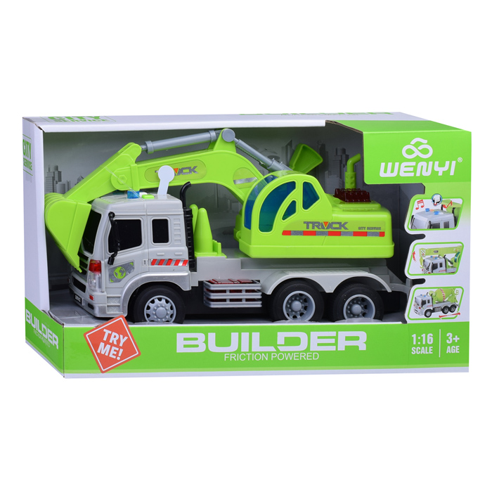 Машина WY311D "Строительная техника" с ковшом, 1:16 (свет, звук) в коробке