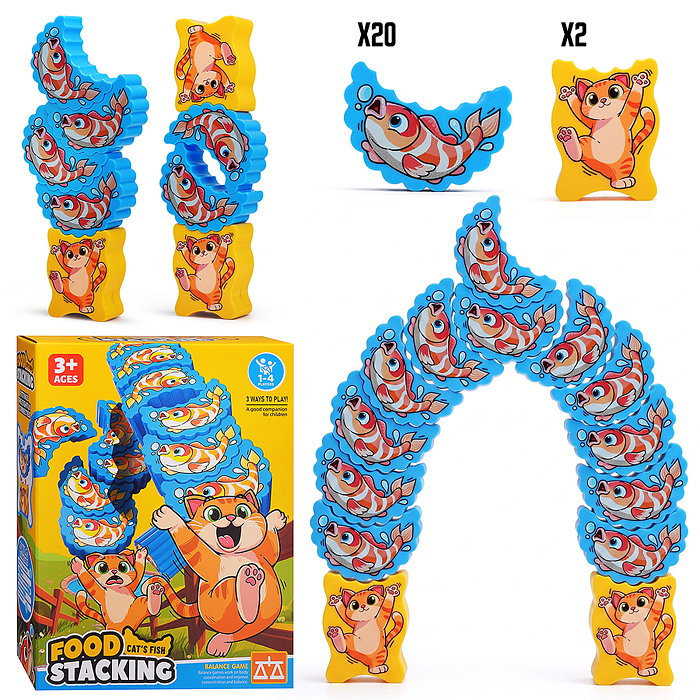 Игра Баланс 66205 "Кот ест рыбу" (22 детали) в коробке