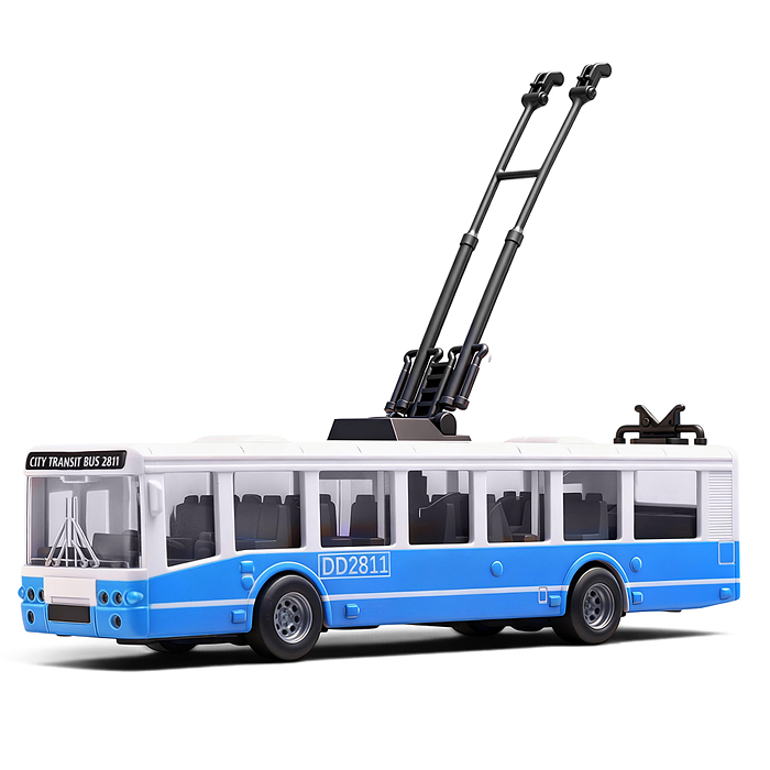 Троллейбус 500-5 "Маршрут" (голубой,пластиковый корпус) в коробке