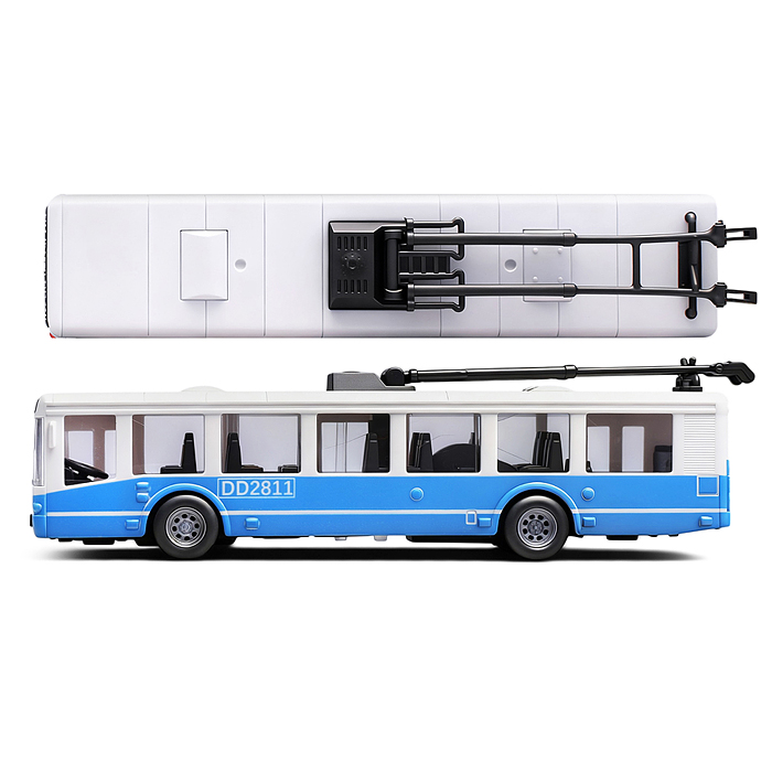 Троллейбус 500-5 "Маршрут" (голубой,пластиковый корпус) в коробке