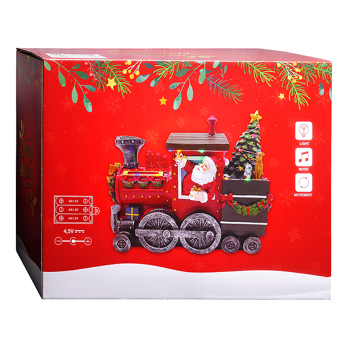 Новогодняя декоративная композиция DP-0241 "Паровозик Санты" 27x13x20.5см