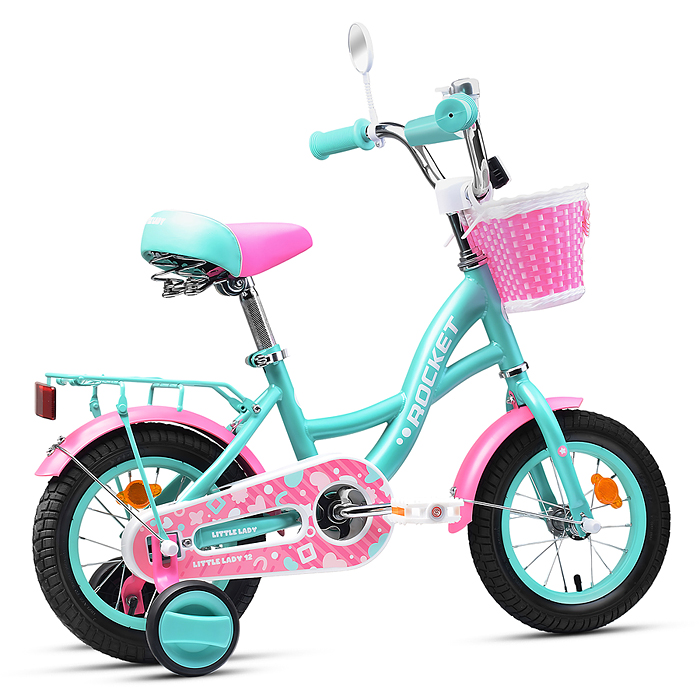 Фото к товару Велосипед 12" Rocket Little Lady, цвет бирюзовый Велосипед 12" Rocket Little Lady, цвет бирюзовый