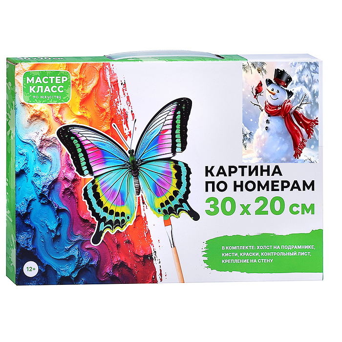 Фото к товару Картина по номерам MKR3020-161 "Снеговик с птичкой"" 30*20 см. Картина по номерам MKR3020-161 "Снеговик с птичкой"" 30*20 см.