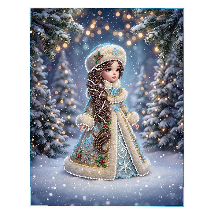 Алмазная мозаика (блест.) 23х30 "Лесная чаровница" с подр., с част. заполн. 