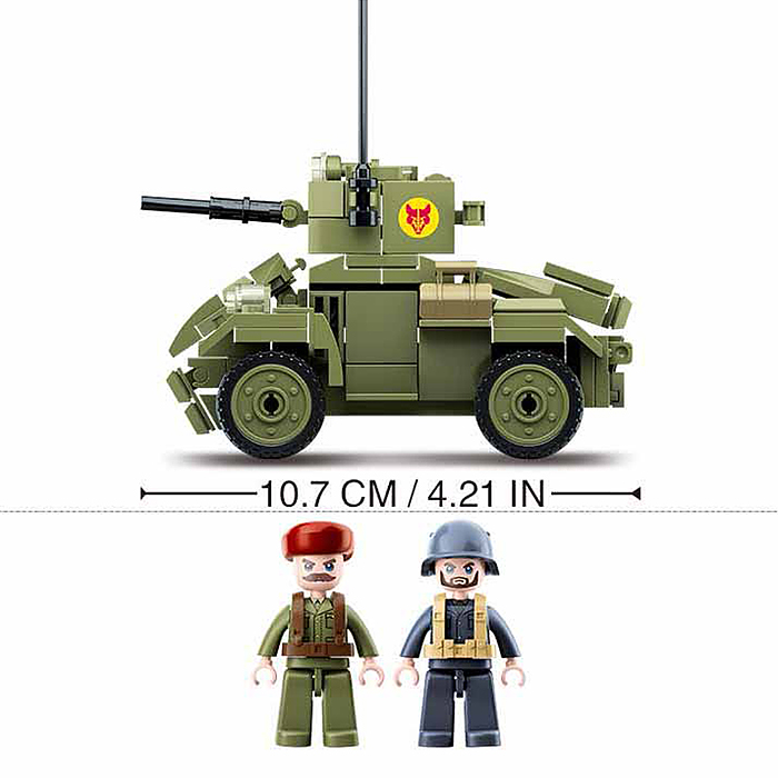 Конструктор M38-B0710 "Броневик MK2 и мотоцикл с двумя фигурками солдат" (154 дет.) в коробке