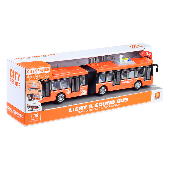 Автобус WY913B "Гармошка" 1:16 (свет, звук)  в коробке