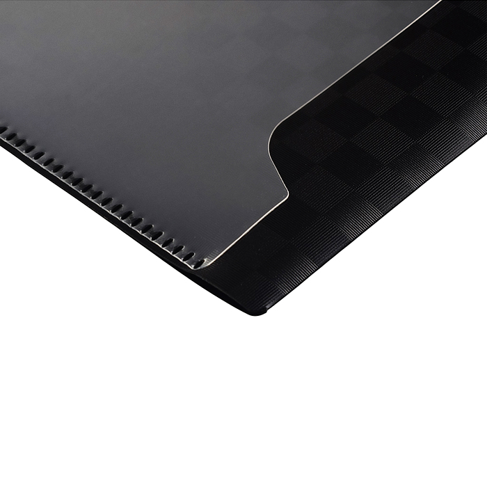 Фото к товару Папка-конверт на кнопке "Total black" A4 (240х330 мм) 400 мкм, фактура "шахматная доска" черная Папка-конверт на кнопке "Total black" A4 (240х330 мм) 400 мкм, фактура "шахматная доска" черная