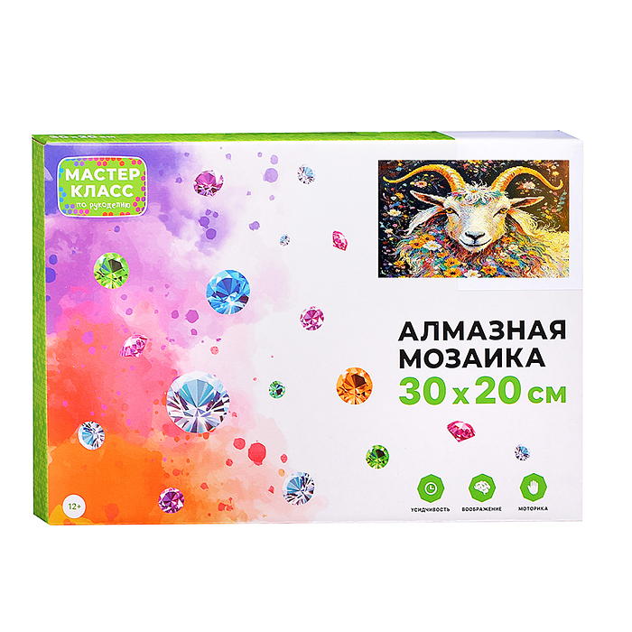 Фото к товару Мозаика алмазная MKA3020-230 "Козлик в цветах" 30*20 см. Мозаика алмазная MKA3020-230 "Козлик в цветах" 30*20 см.
