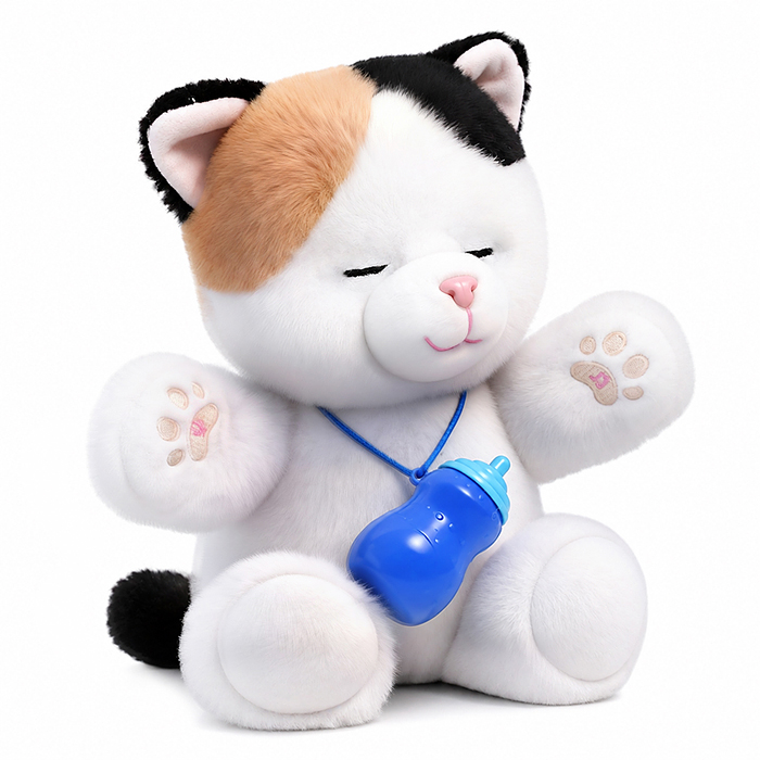 Мягкая игрушка UT0401 "Котенок с бутылочкой" интерактивная, в коробке
