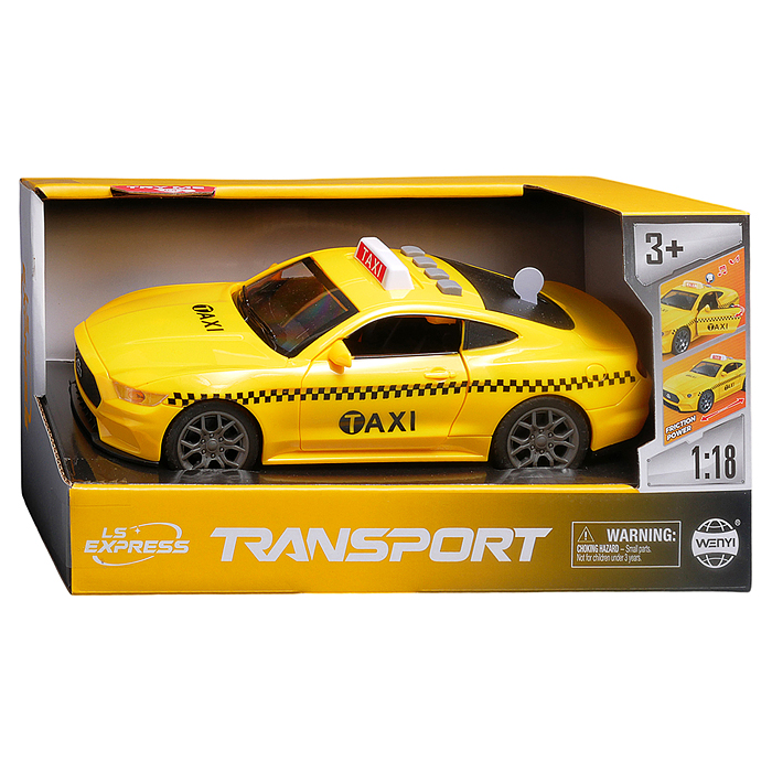 Машина WY1162D "Такси " 1:18 (свет, звук) в коробке