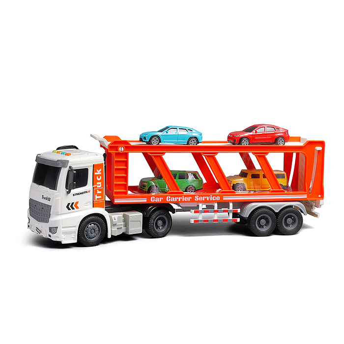 Машина HT9814W "Двухярусный автовоз" (свет, звук) цвет микс, в коробке