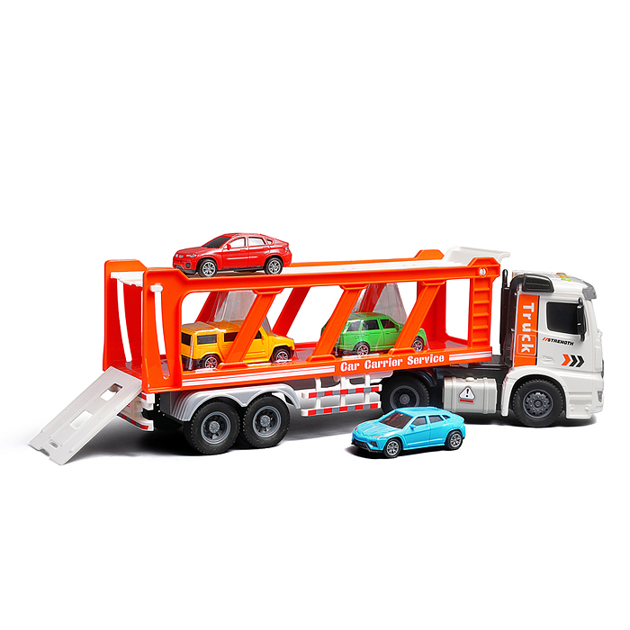 Машина HT9814W "Двухярусный автовоз" (свет, звук) цвет микс, в коробке